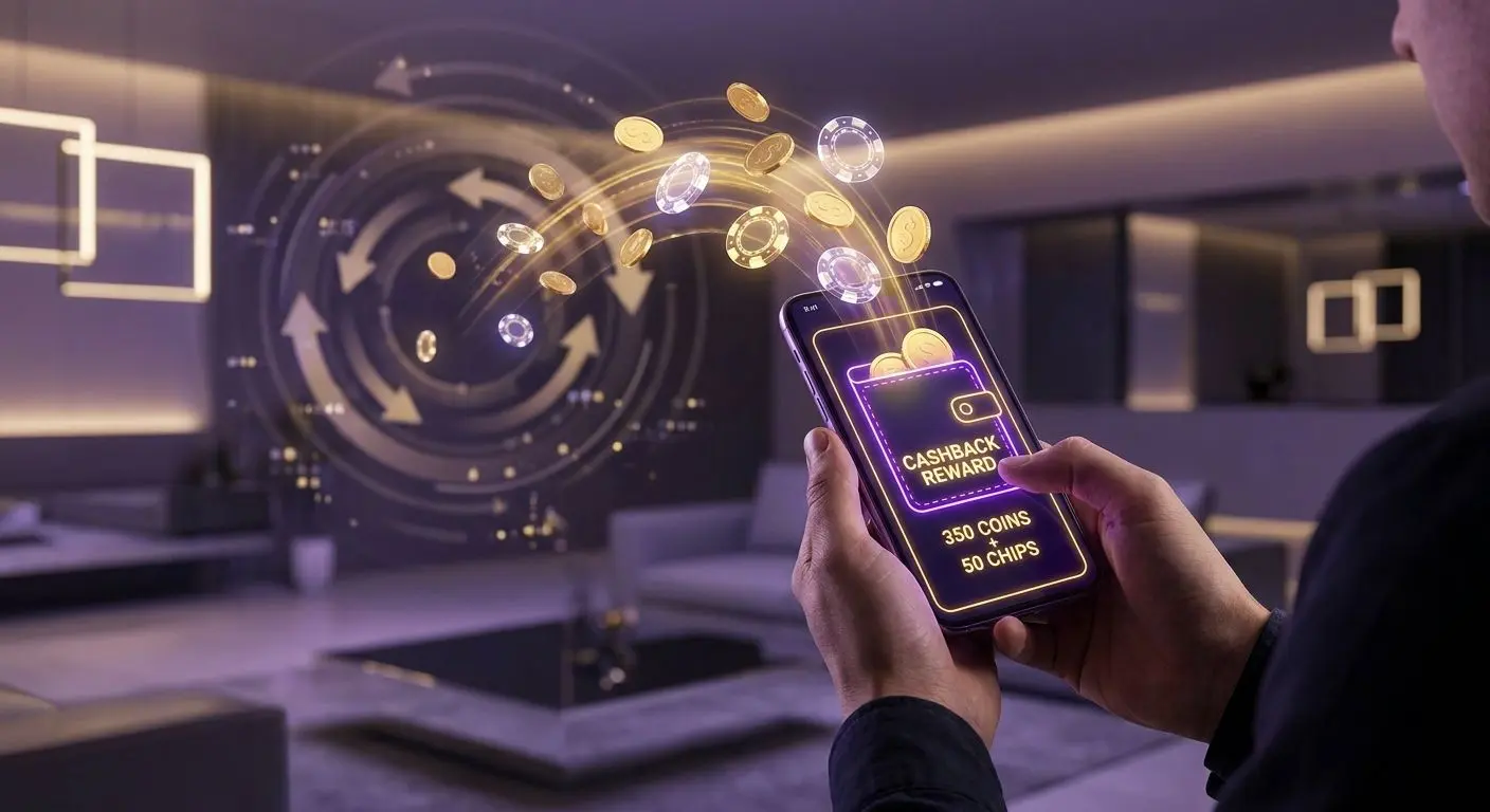 Cashback reward visual returning value to player account