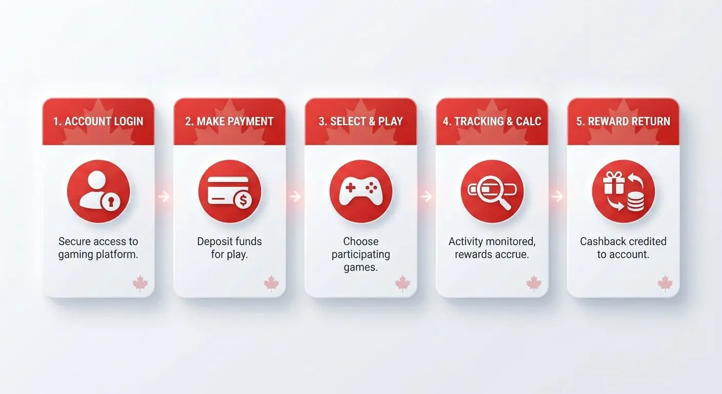 Step-by-step infographic showing how cashback works