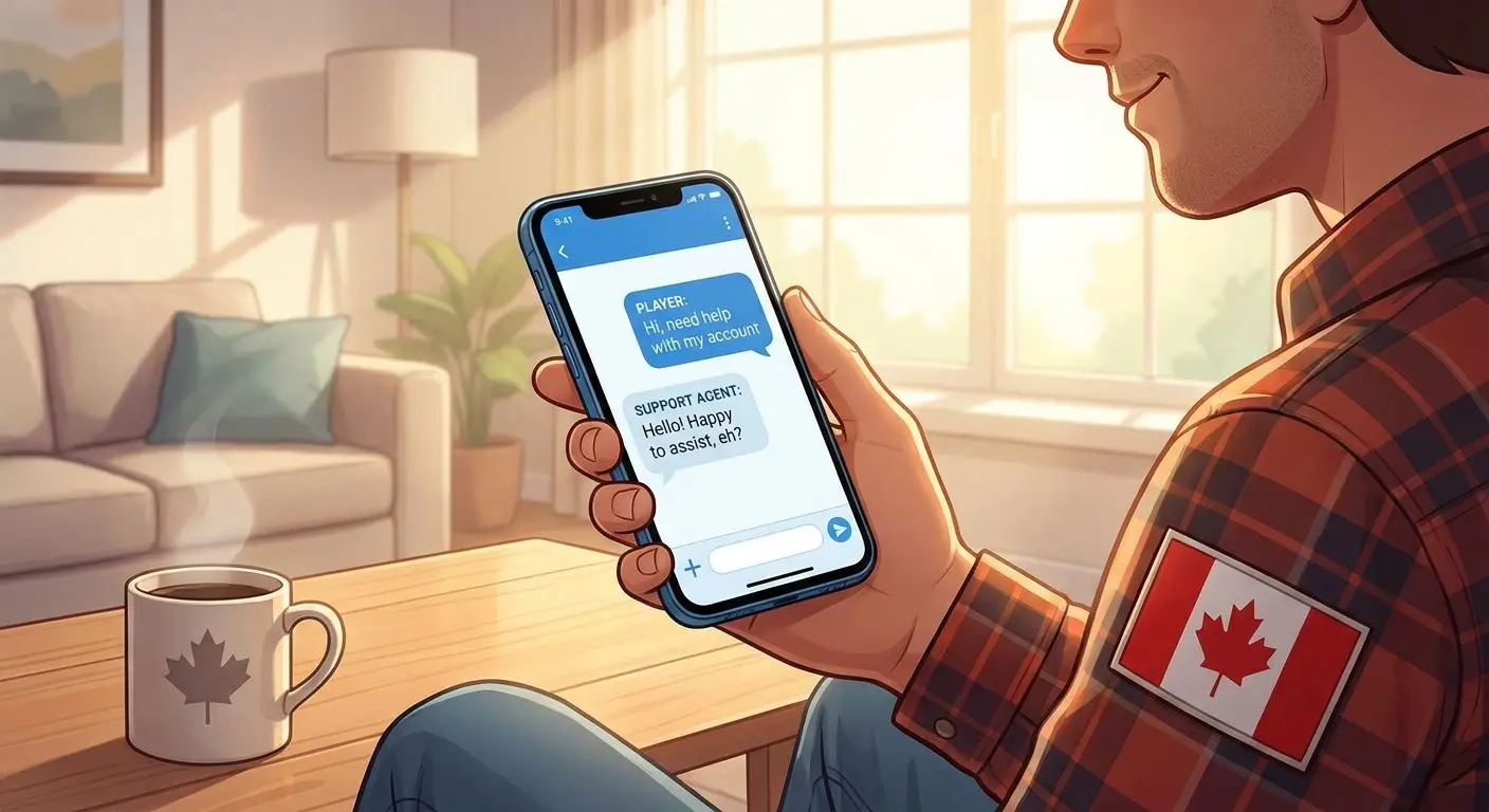 Canadian player chatting with PlayOJO support on mobile