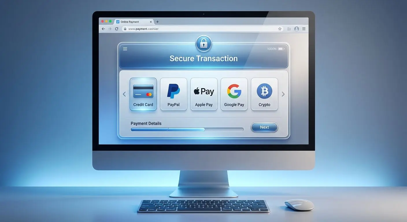 Secure and simple deposit cashier interface with several payment methods