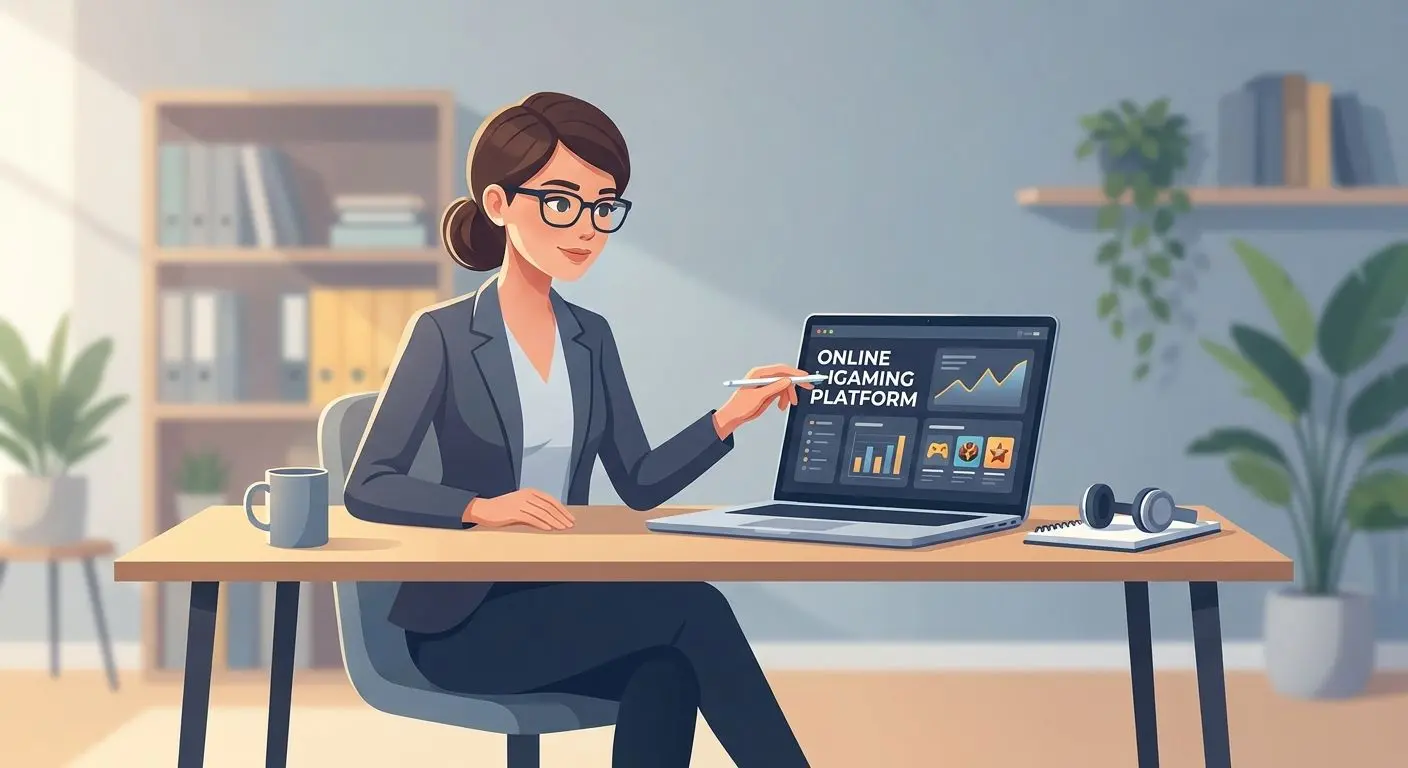 Stylized expert avatar reviewing online gaming content