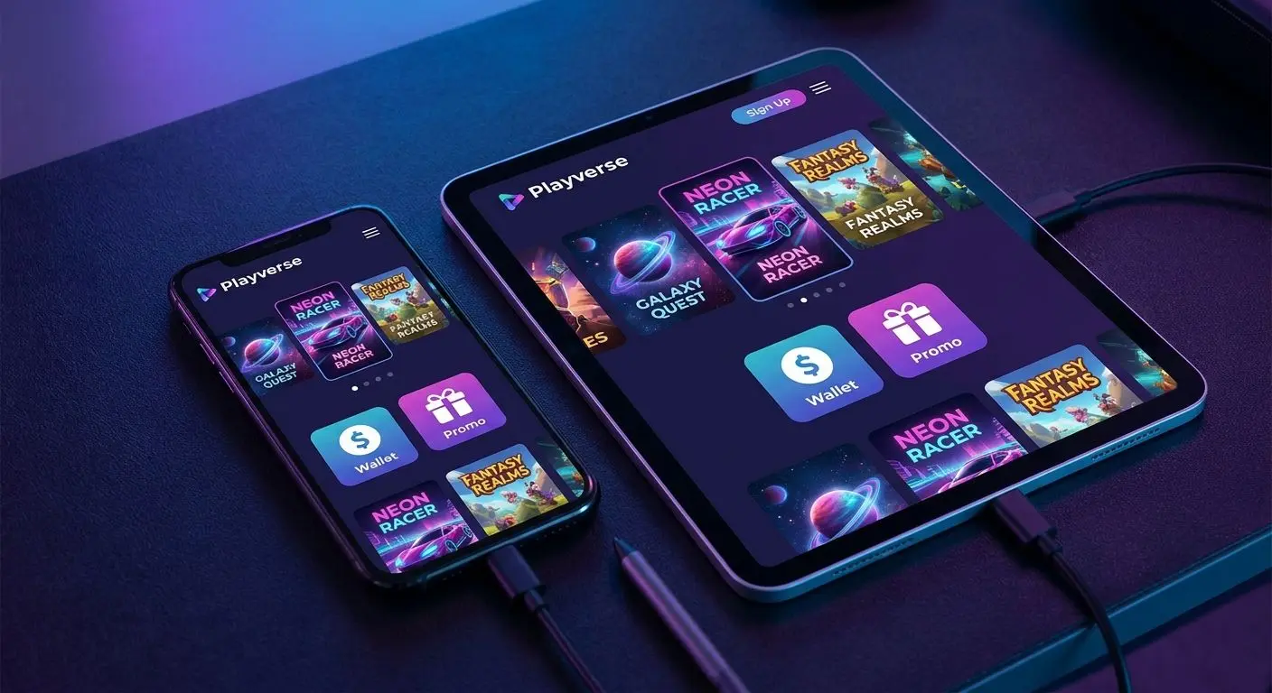 Mobile interface of an online gaming platform on smartphone and tablet