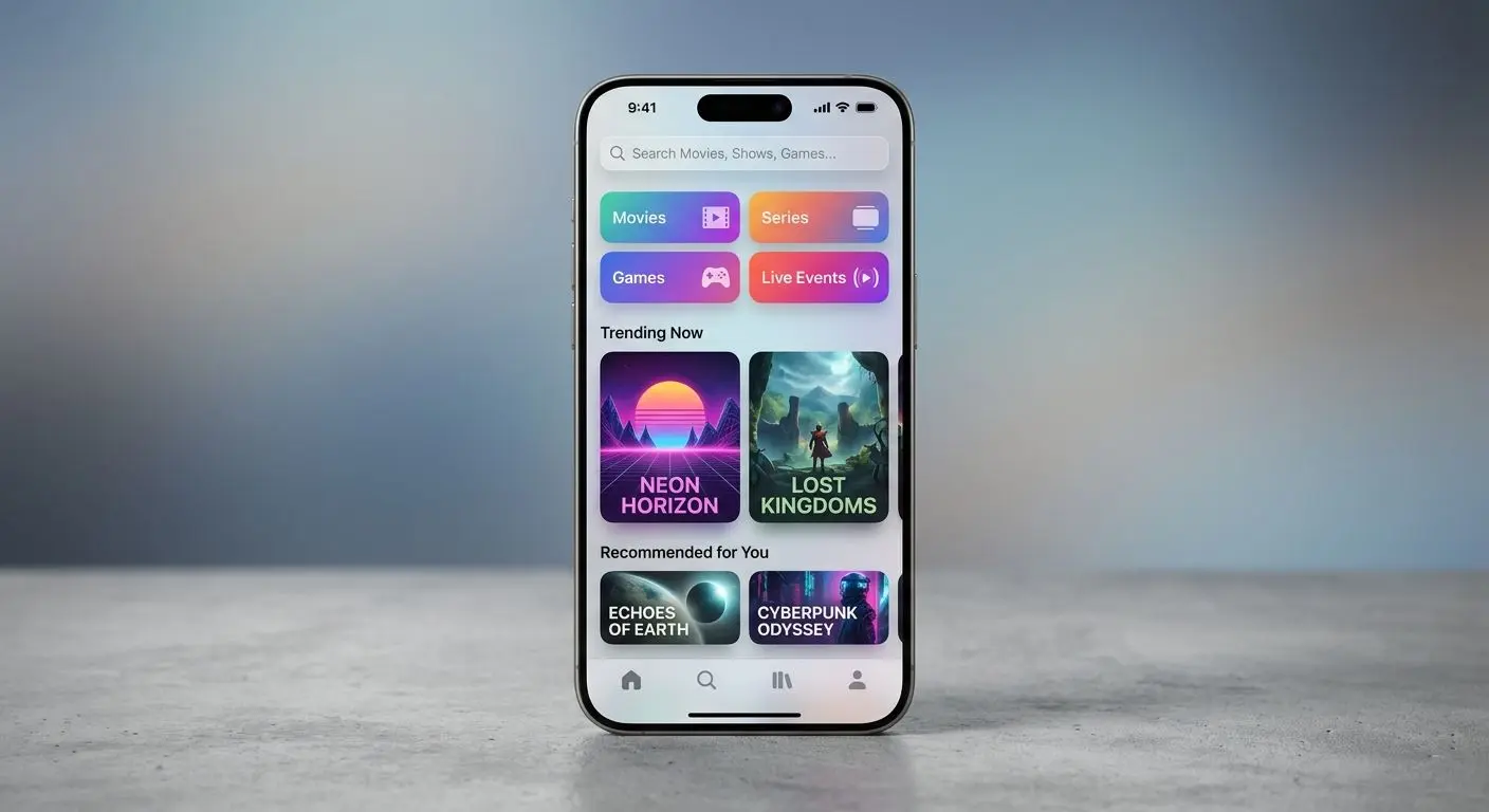 Main screen concept of PlayOJO app on iPhone