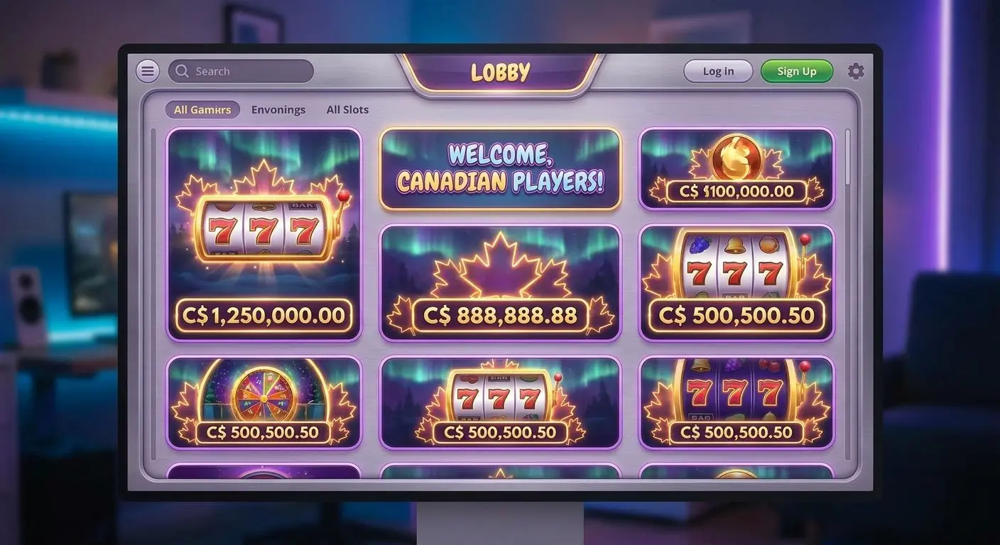 Online lobby with several jackpot slot games and visible prize displays
