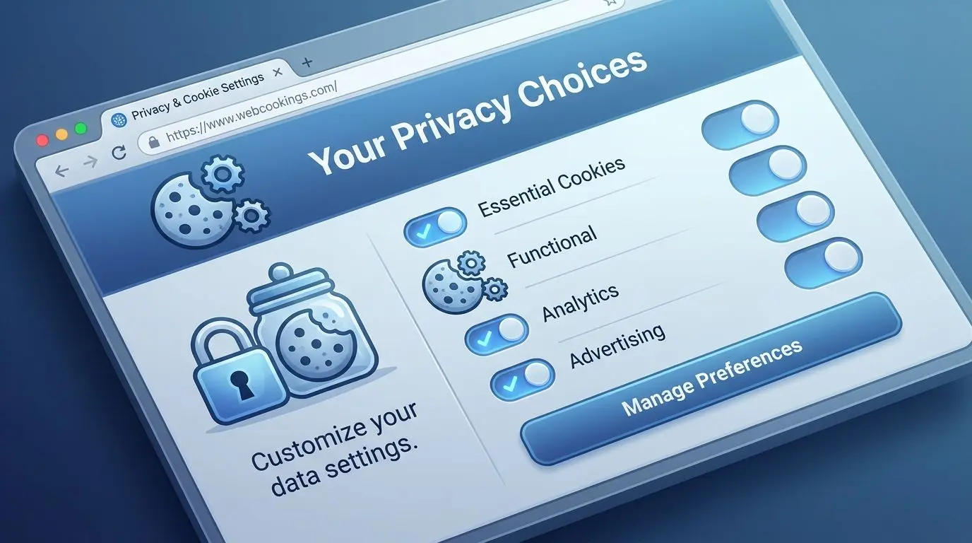 Browser cookie settings and privacy controls illustration