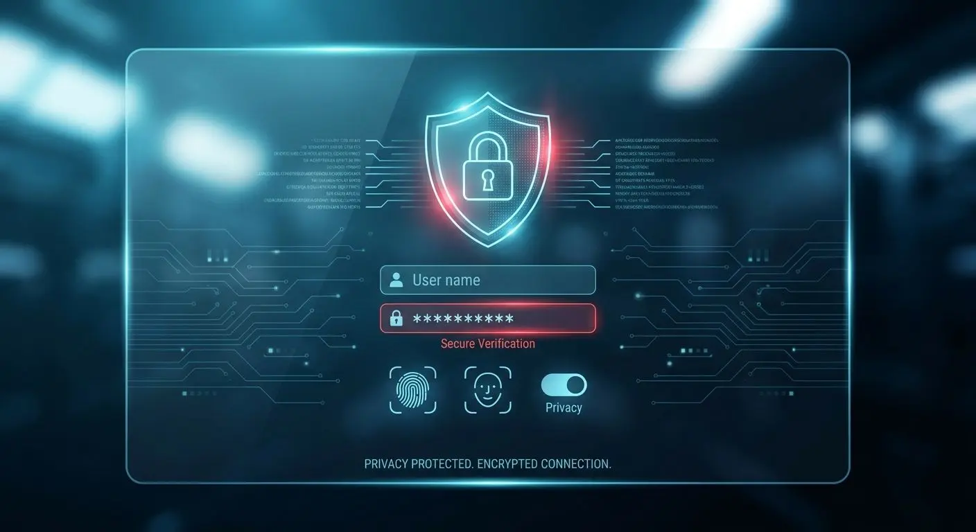 Secure account login screen with shield and password symbols